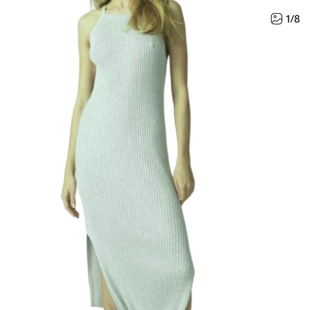 NakedCashmere Emilia dress in ribbed dark sea green